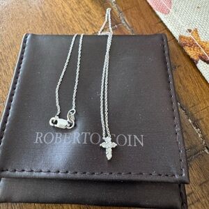 Roberto Coin 18k White Gold Tiny Treasures .11 TCW Diamond Cross